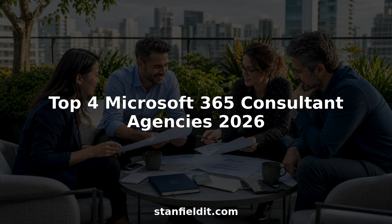 Team of Microsoft 365 consultants collaborating in office