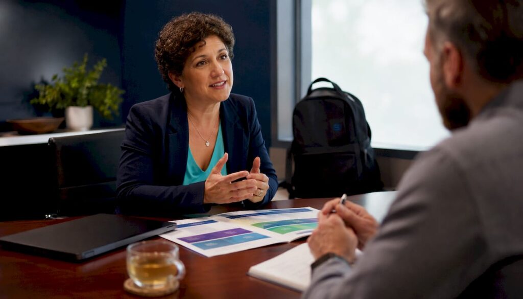 IT consultant discussing managed services with client