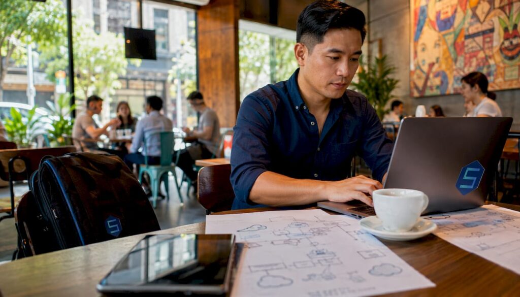 IT professional planning cloud migration in Sydney office