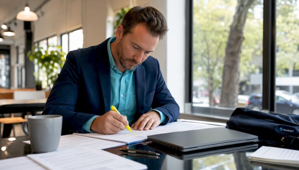 Australian SME owner reviewing cloud agreements