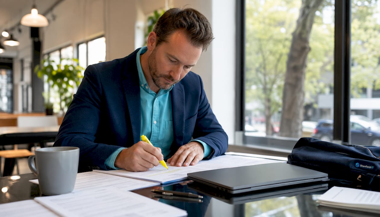 Australian SME owner reviewing cloud agreements