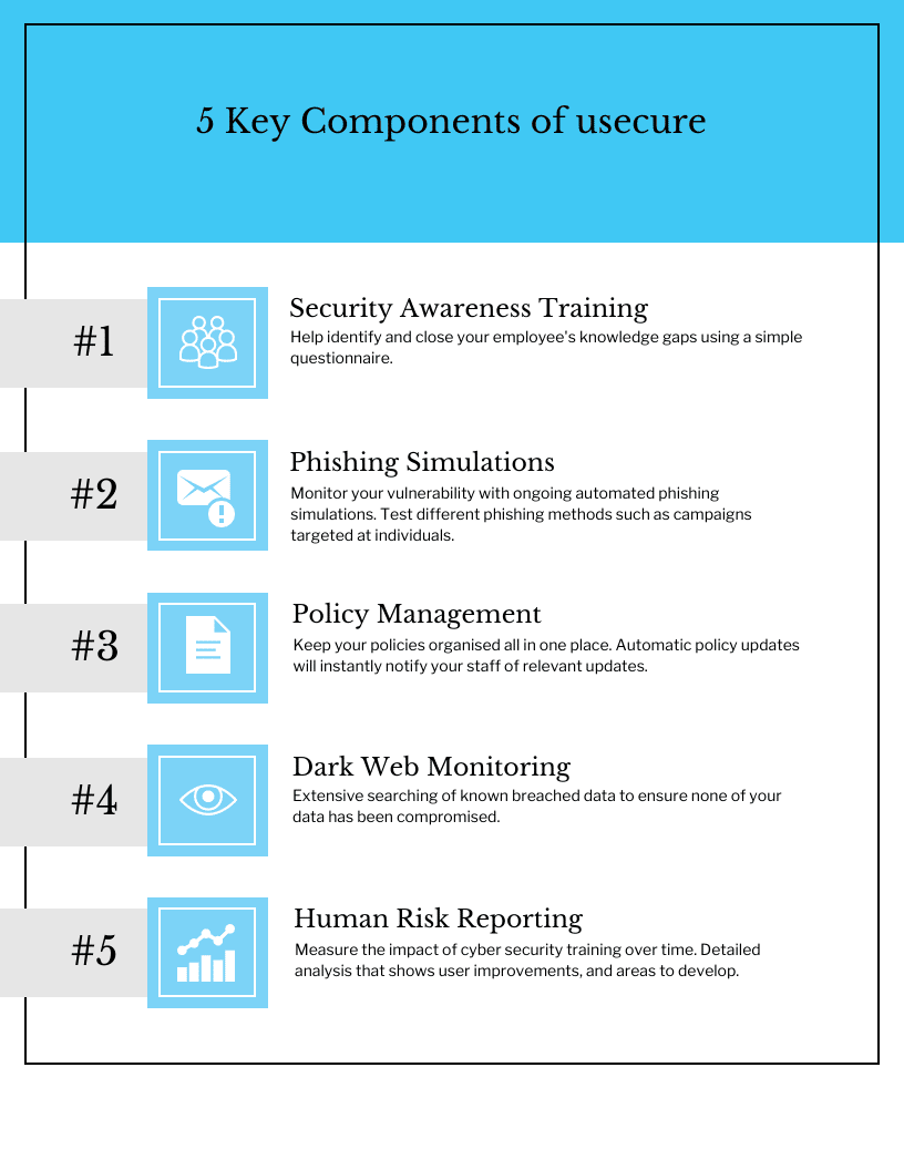 image that shows 5 components of usecure's service