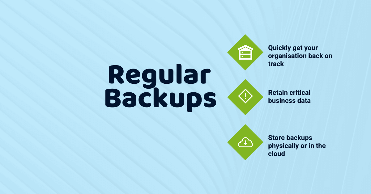 An image describing the benefits of doing regular backups with the essential 8