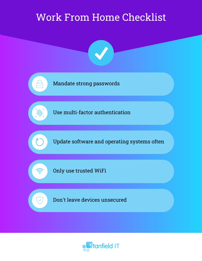 an image saying 'work from home checklist' with cyber security tips