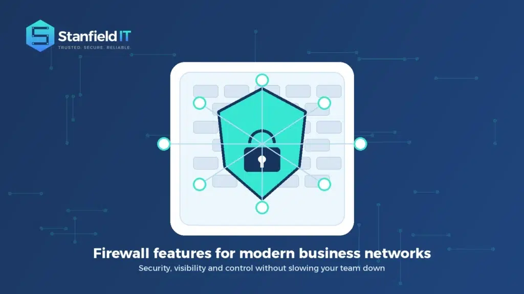 A secure business network protected by modern firewall features and traffic controls