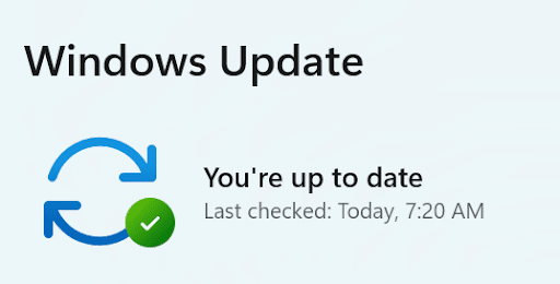 An image showing windows is up-to-date.