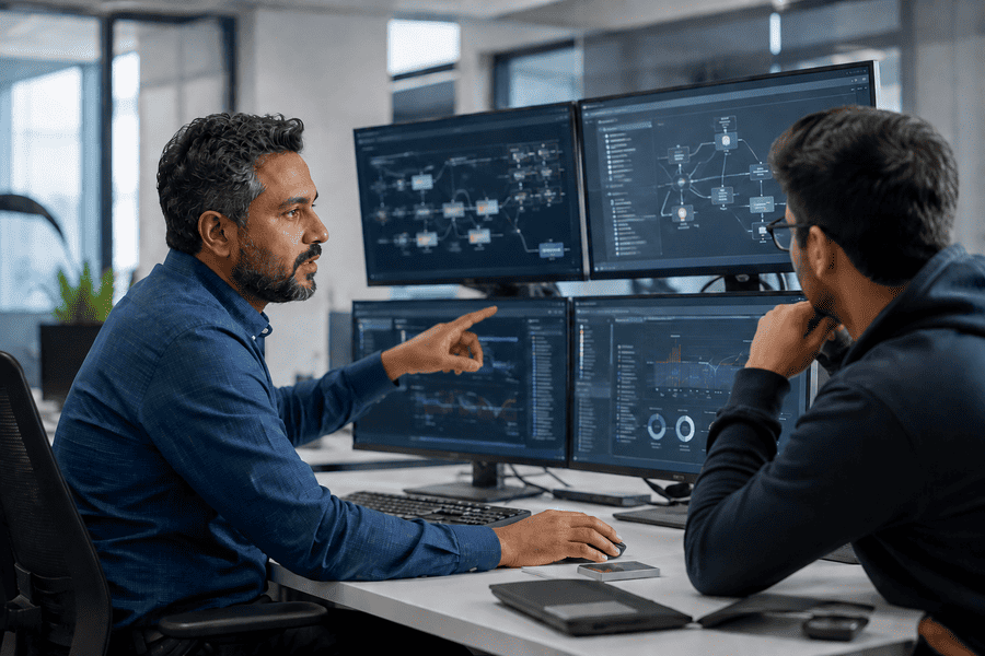 Business IT help desk team managing and resolving support requests